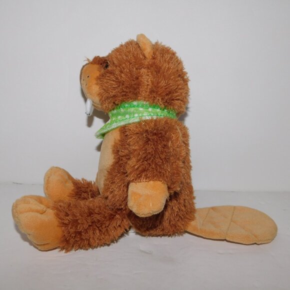 Kinder Surprise Basket Plush 9" Brown Beaver Green Bandana stuffed Toy - Picture 3 of 6